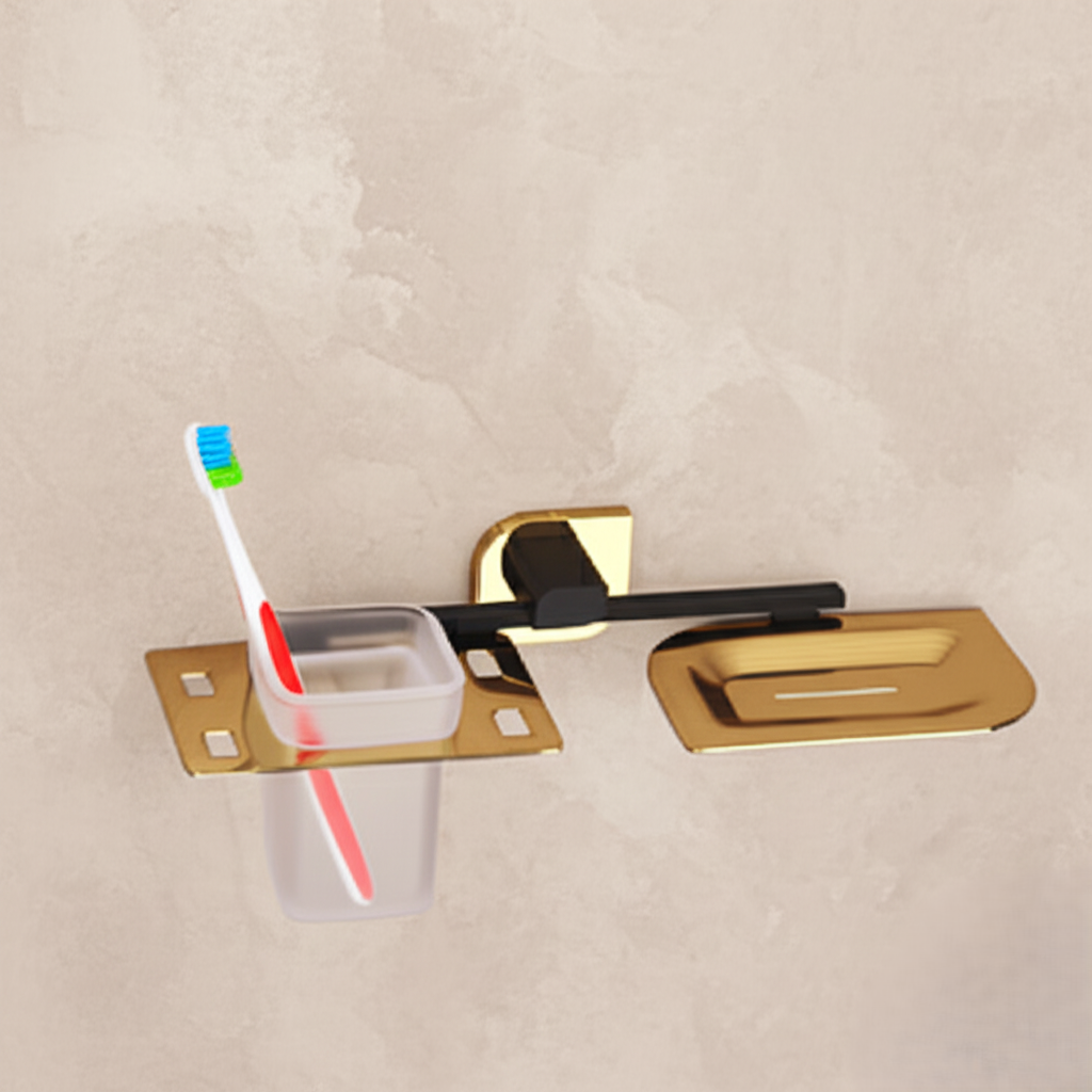 F-1109 BRASS SOAP DISH + TUMBLER HOLDER (DUAL),(BRASS) - Image 5