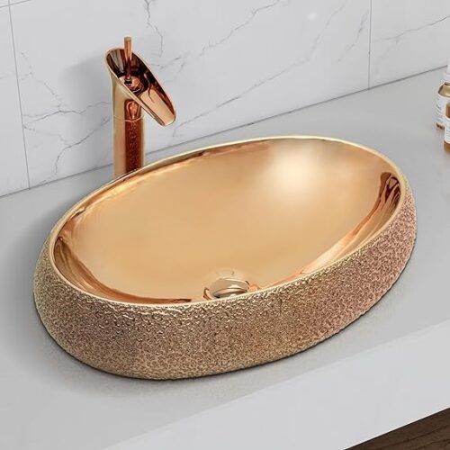 EQTT-027 XYLOAN,Rose gold oval countertop basin (24X16X6 in)