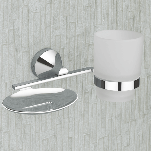 R-508 BRASS SOAP DISH + TUMBLER HOLDER,(BRASS)
