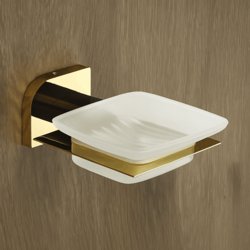 F-1107 GLASS SOAP DISH,(DUAL),(BRASS)