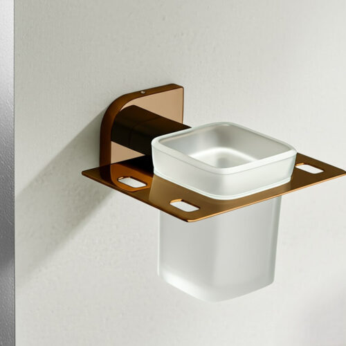F-1112 GLASS TUMBLER HOLDER,(DUAL),(BRASS)
