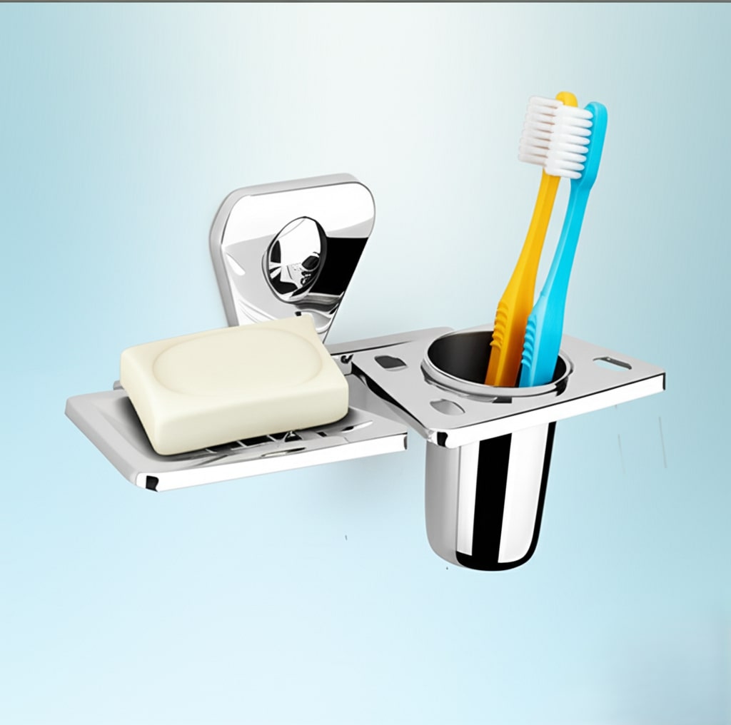 P-308 Soap Dish With Tumbler Holder,Stainless Steel - Image 3