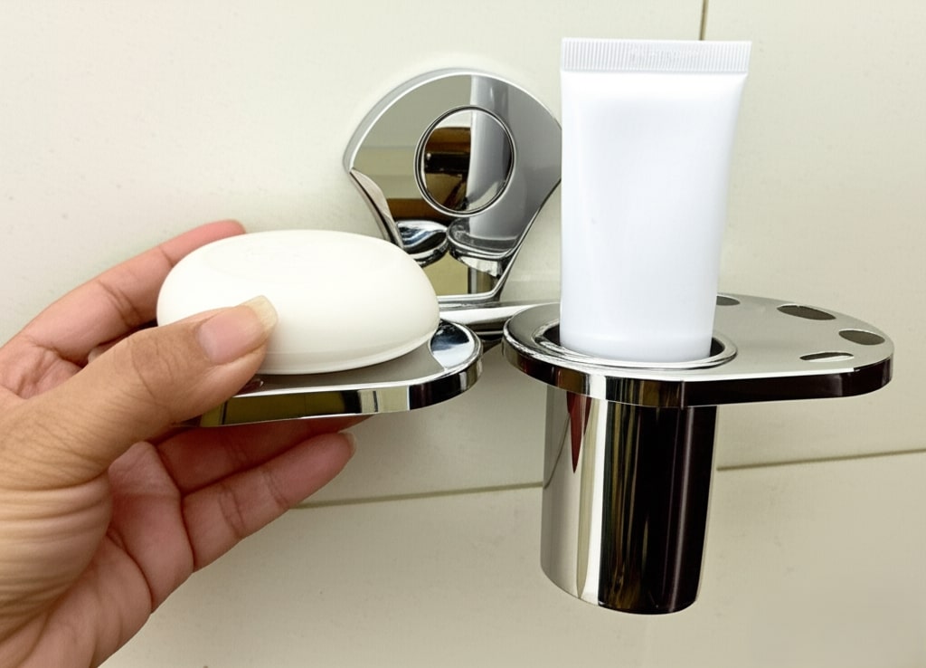 R-108 Soap Dish With Tumbler Holder, Stainless Steel - Image 4