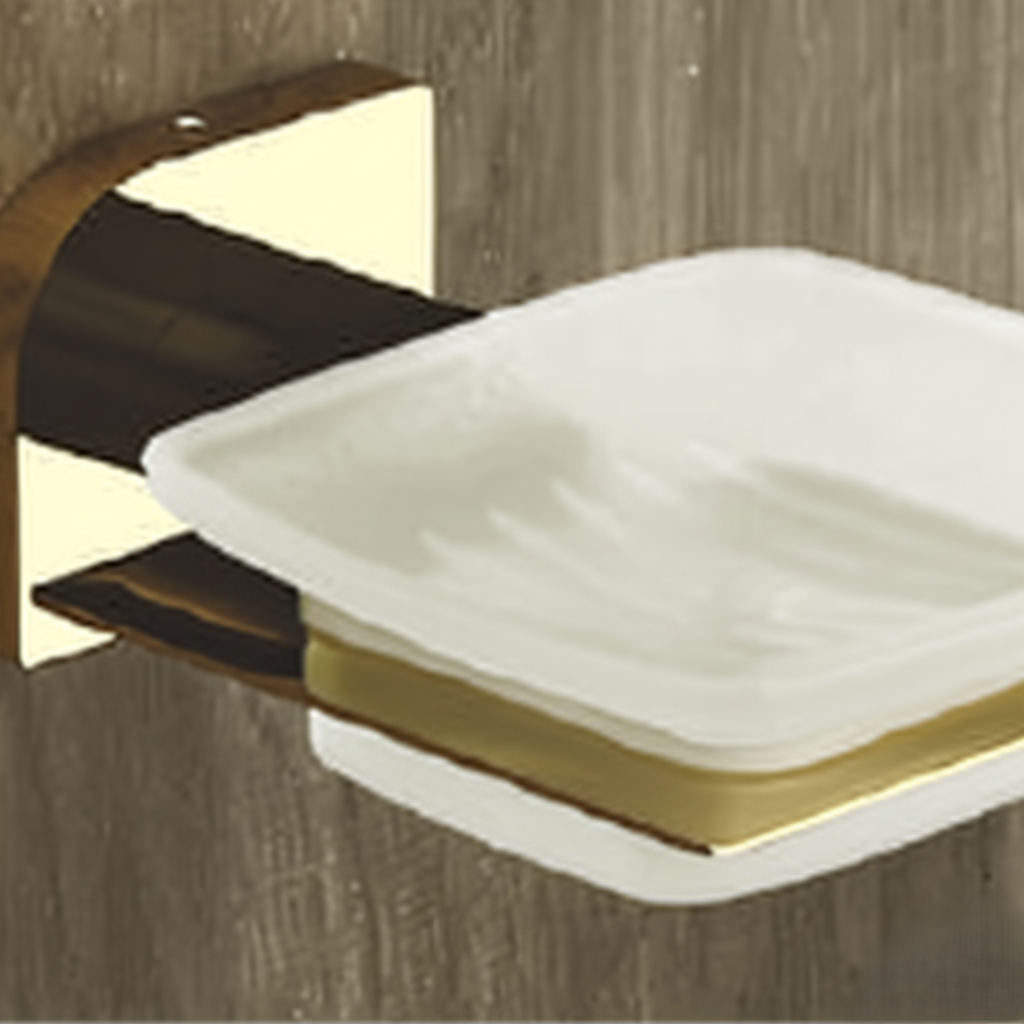 F-1107 GLASS SOAP DISH,(DUAL),(BRASS) - Image 3