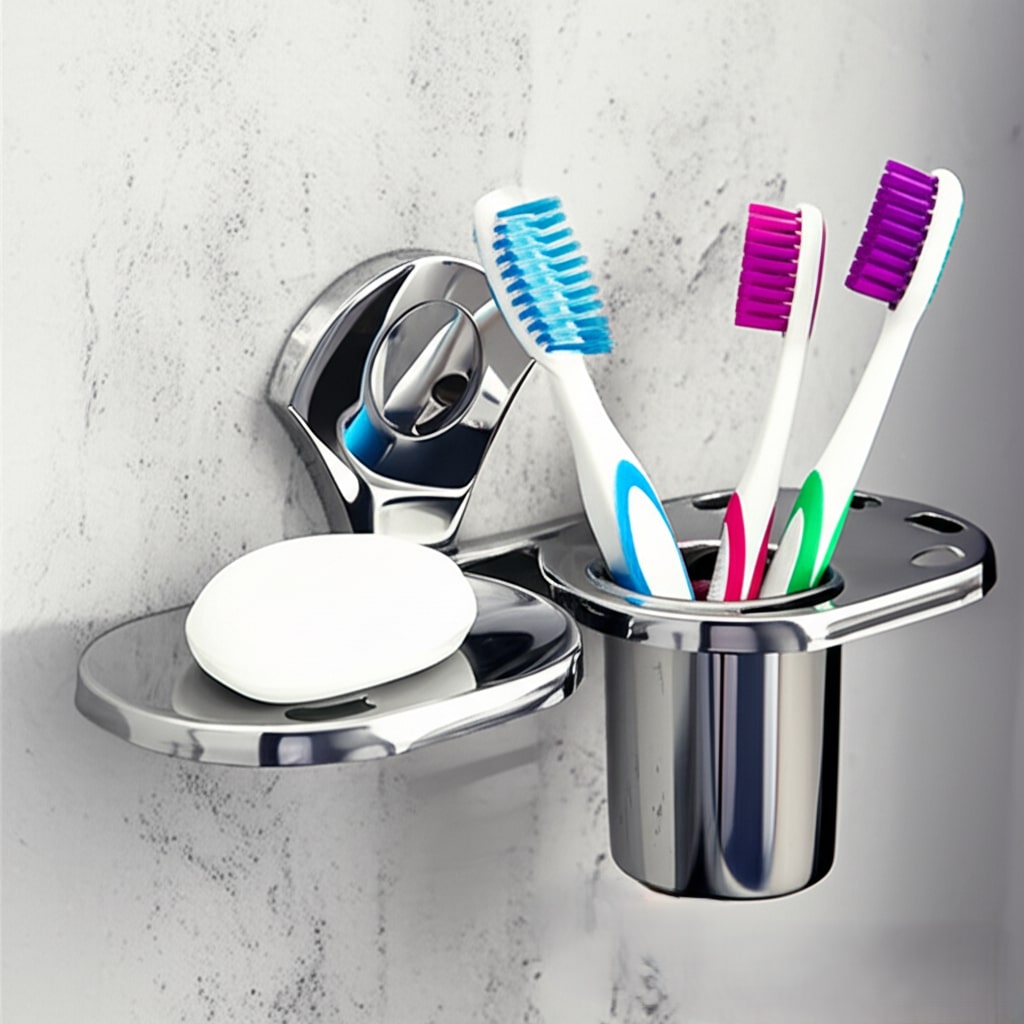 R-108 Soap Dish With Tumbler Holder, Stainless Steel - Image 3
