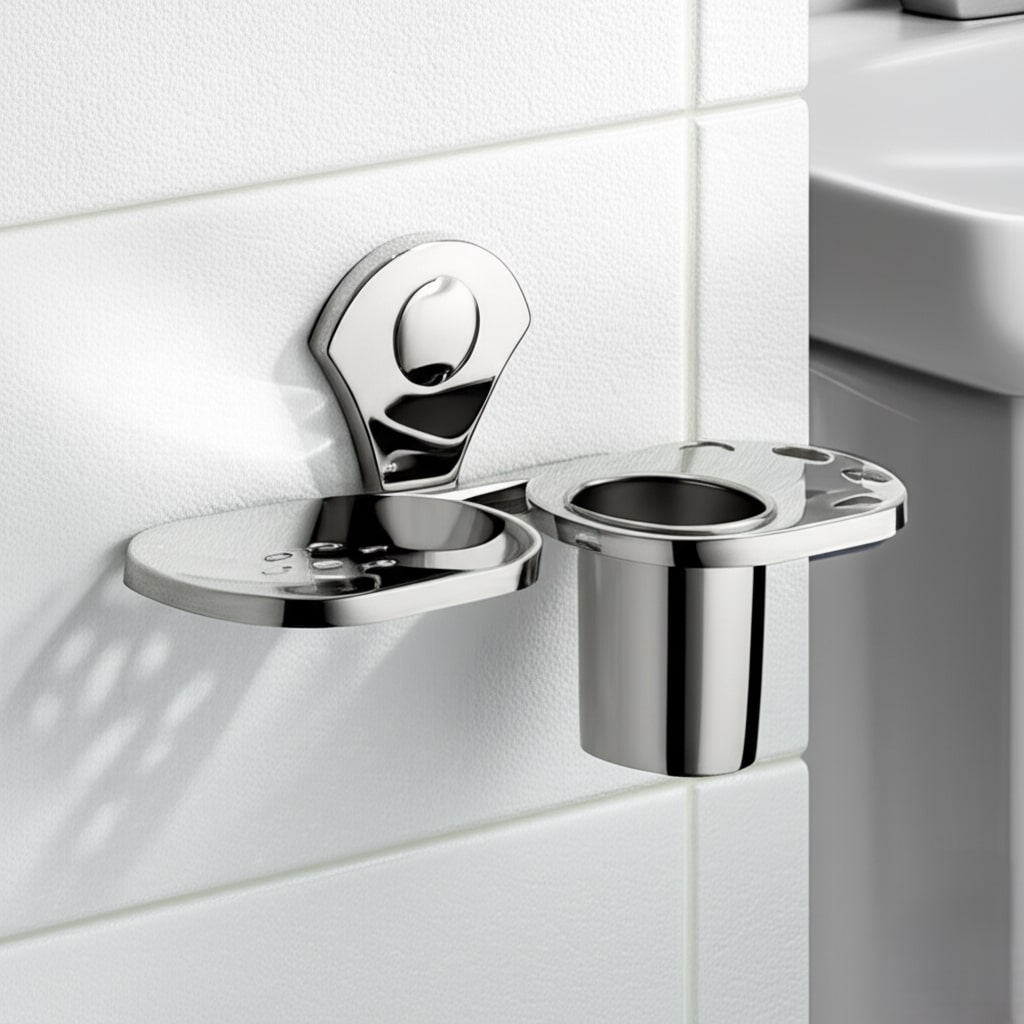 R-108 Soap Dish With Tumbler Holder, Stainless Steel - Image 5