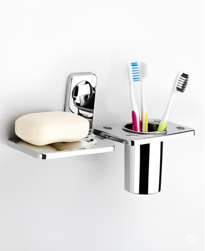 M-208 Soap Dish With Tumbler Holder,Stainless Steel - Image 4