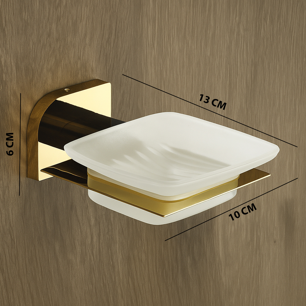 F-1107 GLASS SOAP DISH,(DUAL),(BRASS) - Image 5