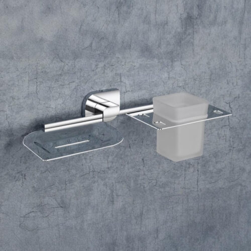 F-1109 SOAP DISH + TUMBLER HOLDER,(BRASS)