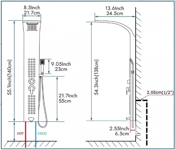 XY-006 XYLOAN 6 in One Tower System Shower Panel - Image 5