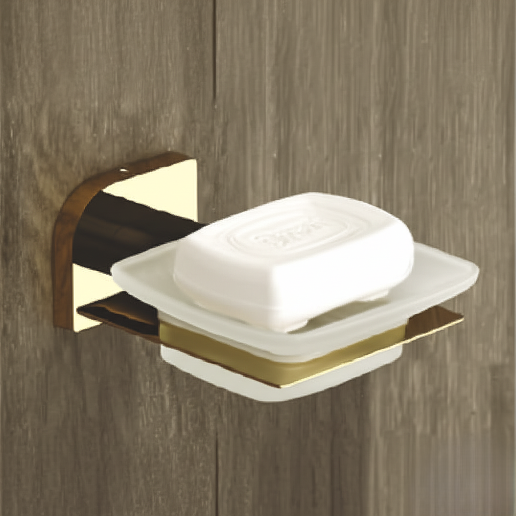 F-1107 GLASS SOAP DISH,(DUAL),(BRASS) - Image 2