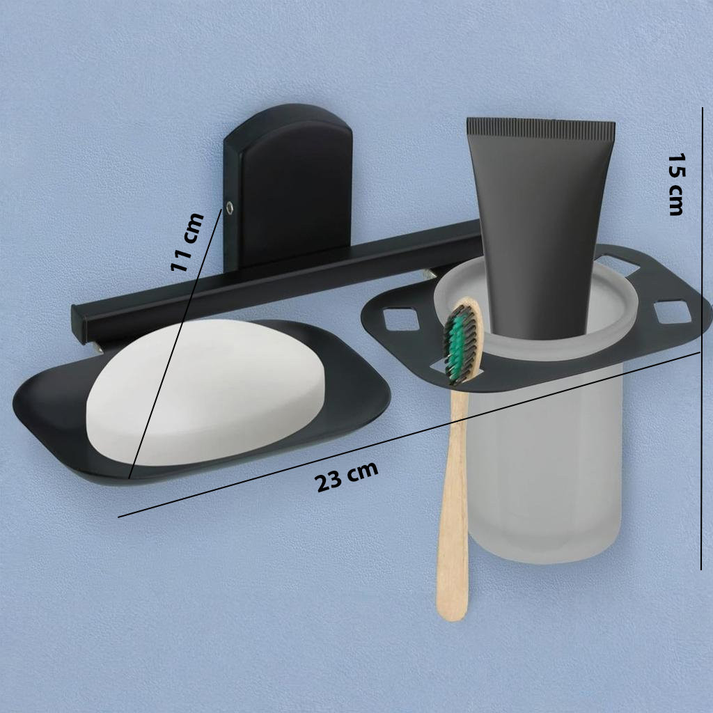 N-402 SOAP DISH + TUMBLER HOLDER (BLACK) Stainless Steel 304 - Image 2