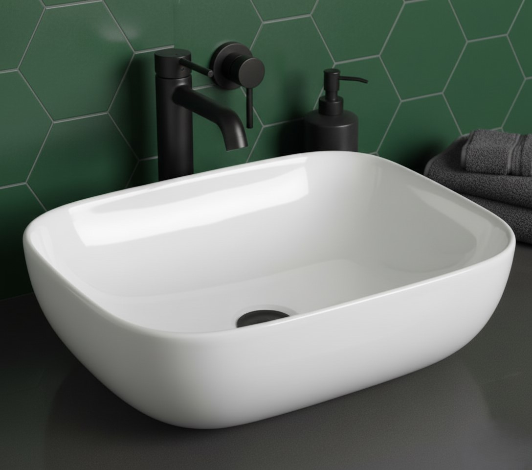 XYLOAN-100 WHITE TABLE TOP BASIN GLOSSY - Image 2