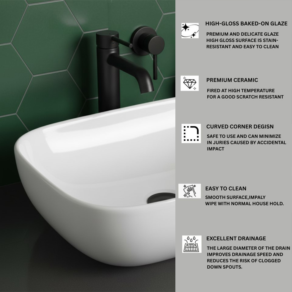 XYLOAN-100 WHITE TABLE TOP BASIN GLOSSY - Image 4
