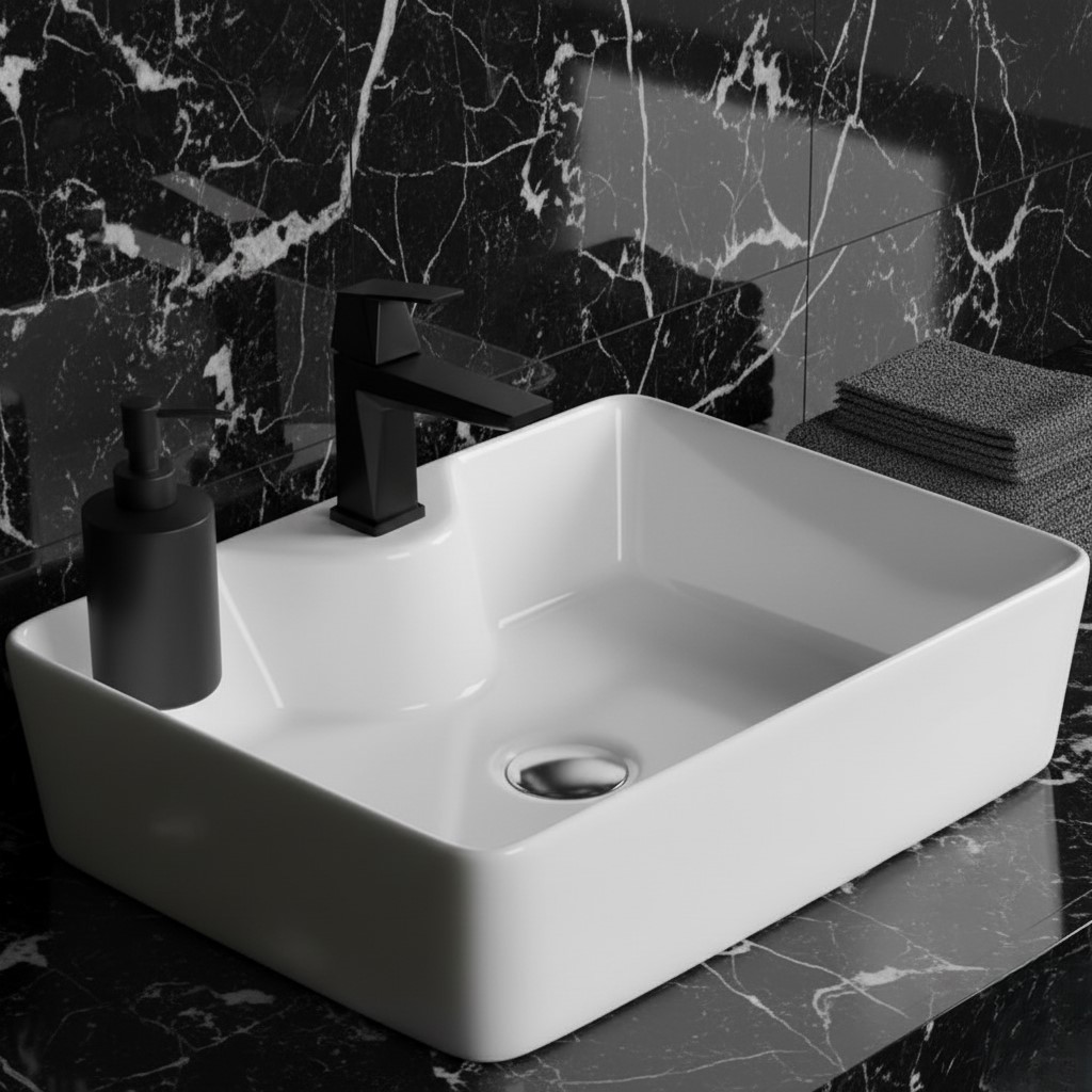 XYLOAN-1000 WHITE TABLE TOP BASIN GLOSSY (19"X14") - Image 2