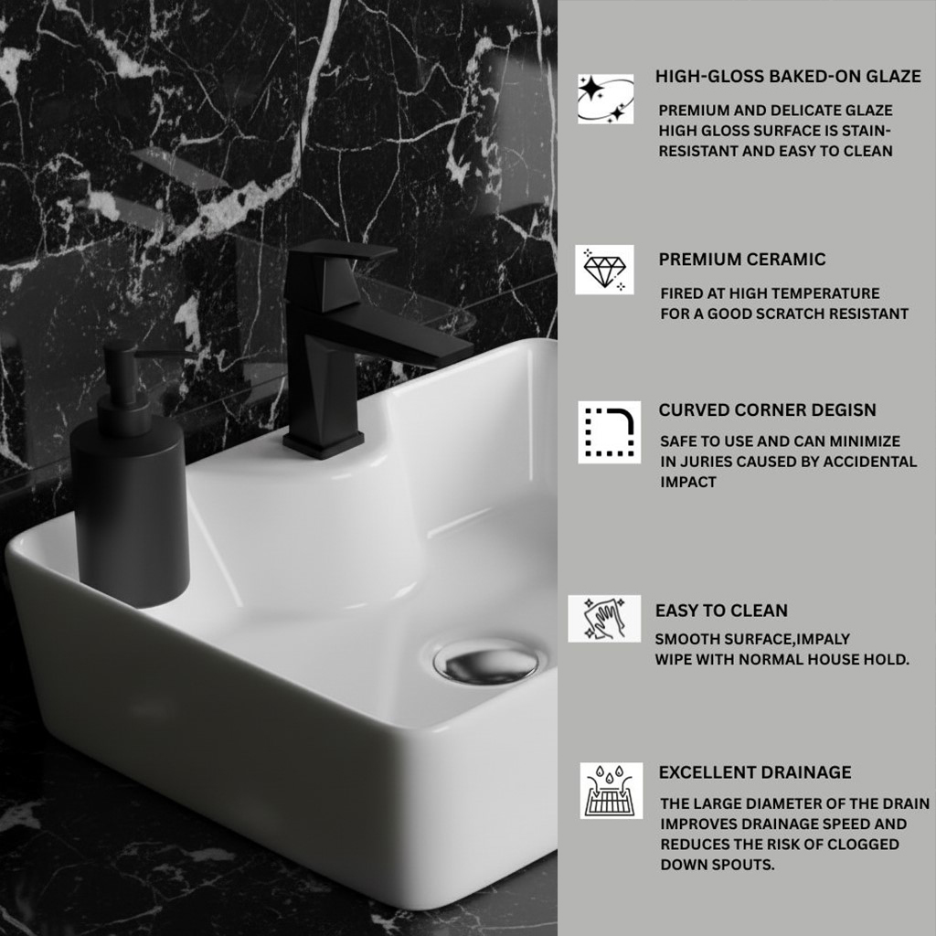 XYLOAN-1000 WHITE TABLE TOP BASIN GLOSSY (19"X14") - Image 4