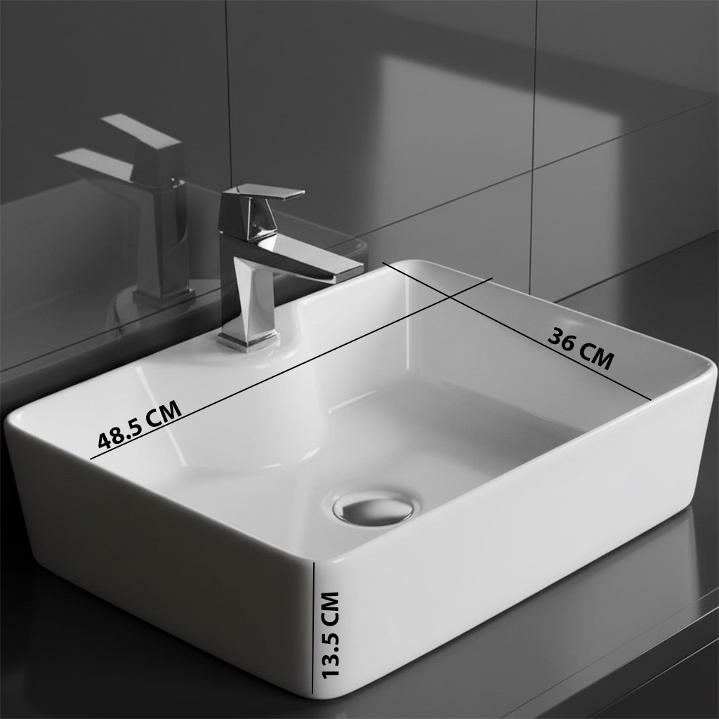 XYLOAN-1000 WHITE TABLE TOP BASIN GLOSSY (19"X14") - Image 3
