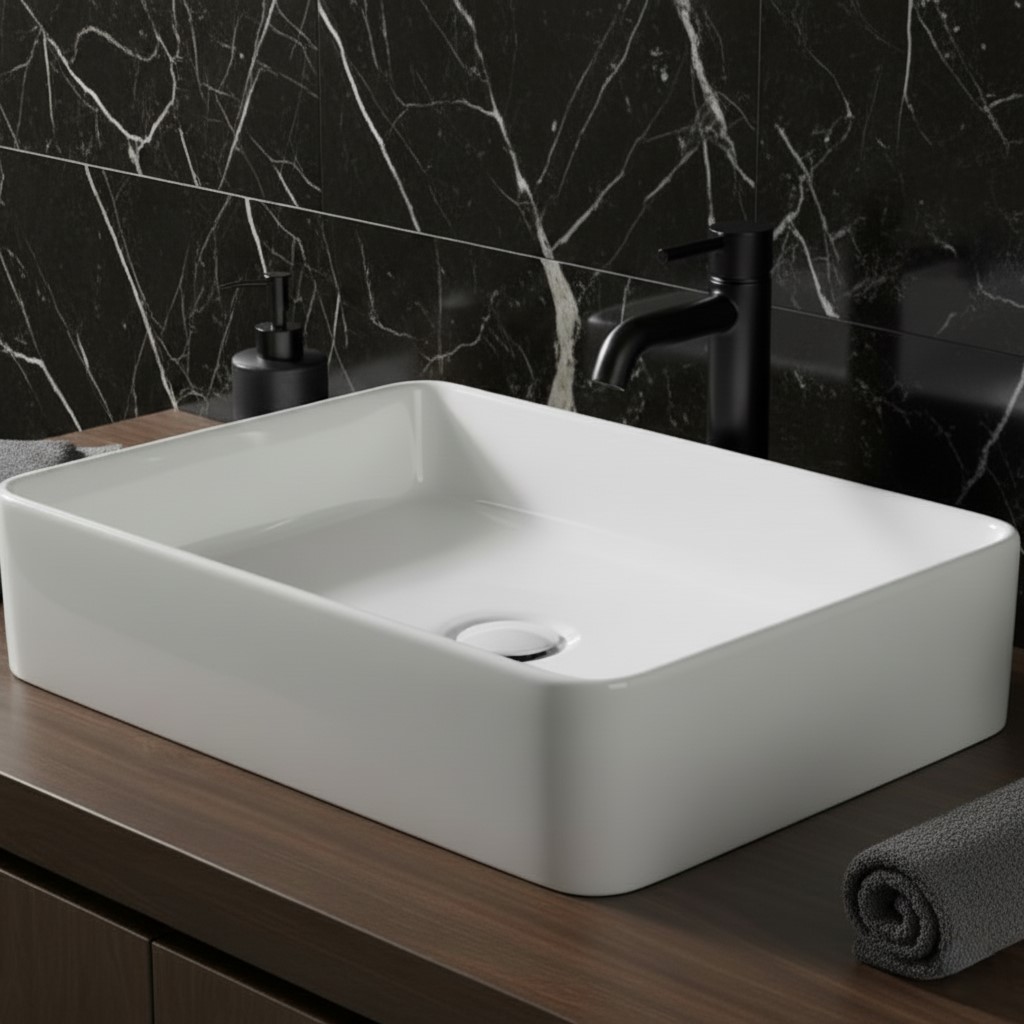 XYLOAN-1100 WHITE TABLE TOP BASIN GLOSSY (19"X14") - Image 2