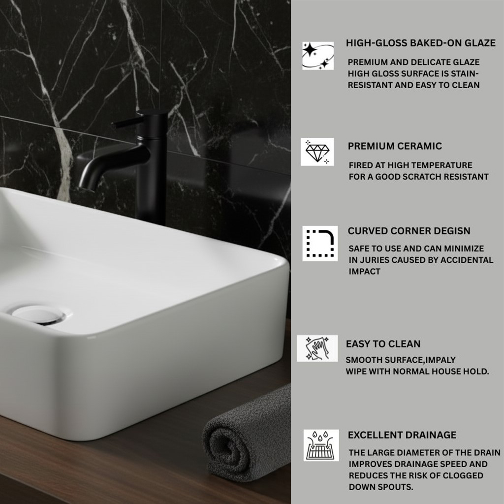 XYLOAN-1100 WHITE TABLE TOP BASIN GLOSSY (19"X14") - Image 4