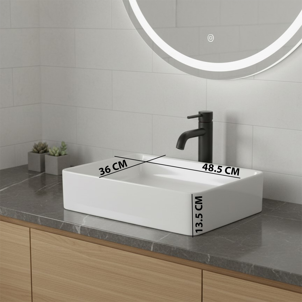 XYLOAN-1100 WHITE TABLE TOP BASIN GLOSSY (19"X14") - Image 3