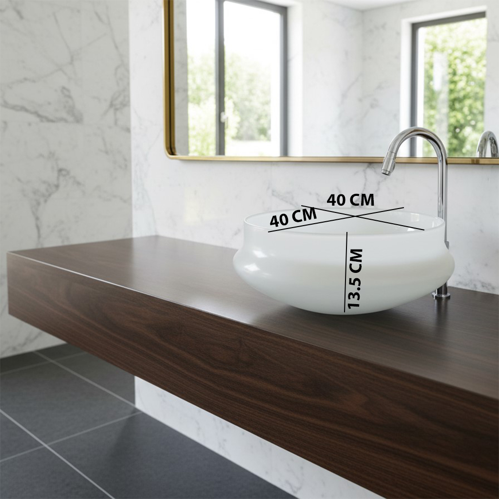 XYLOAN-1200 WHITE TABLE TOP BASIN GLOSSY (16"X16") - Image 3