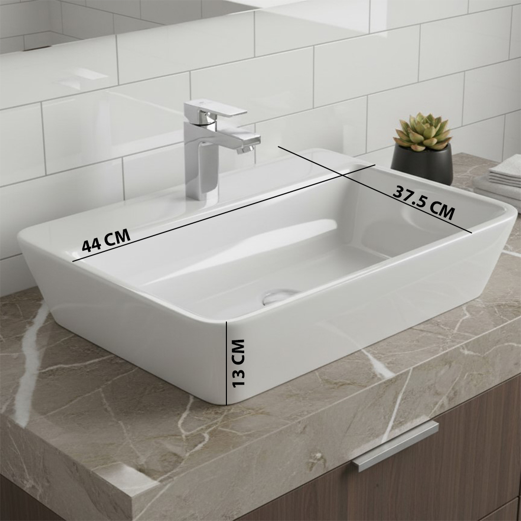 XYLOAN-1300 WHITE TABLE TOP BASIN GLOSSY (17"X15") - Image 3