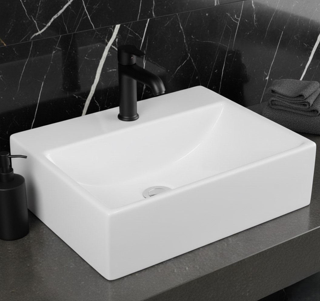 XYLOAN-1500 WHITE TABLE TOP BASIN GLOSSY (16"X16") - Image 2