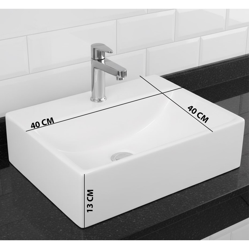 XYLOAN-1500 WHITE TABLE TOP BASIN GLOSSY (16"X16") - Image 3