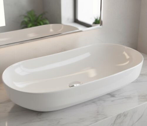 XYLOAN-1600 WHITE TABLE TOP BASIN GLOSSY (28"X14")