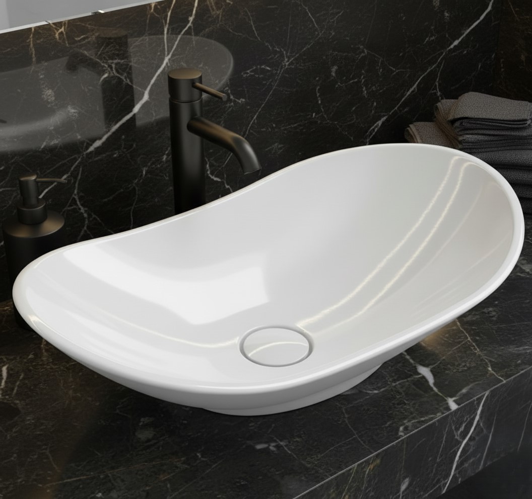 XYLOAN-1700 WHITE TABLE TOP BASIN GLOSSY (29"X14") - Image 2