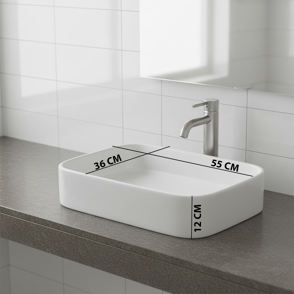 XYLOAN-1900 WHITE TABLE TOP BASIN GLOSSY (22"X14") - Image 3