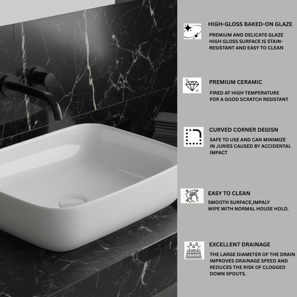XYLOAN-2000 WHITE TABLE TOP BASIN GLOSSY (20"X16") - Image 4