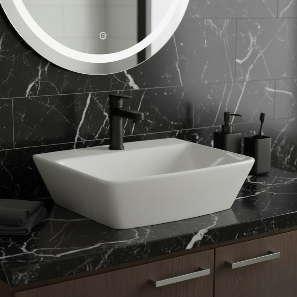 XYLOAN-2300 WHITE TABLE TOP BASIN GLOSSY (18"X14") - Image 2