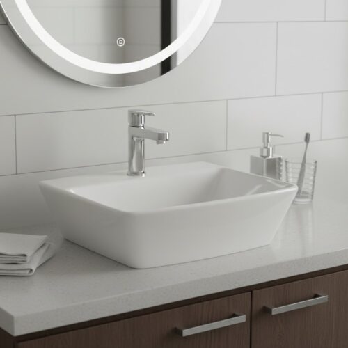 XYLOAN-2300 WHITE TABLE TOP BASIN GLOSSY (18"X14")