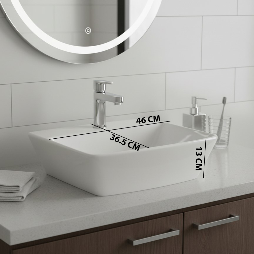 XYLOAN-2300 WHITE TABLE TOP BASIN GLOSSY (18"X14") - Image 3