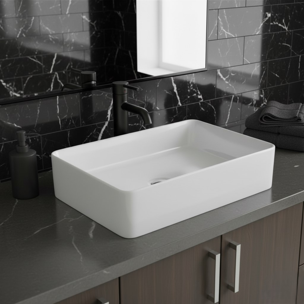 XYLOAN-2400 WHITE TABLE TOP BASIN GLOSSY (22"X14") - Image 2