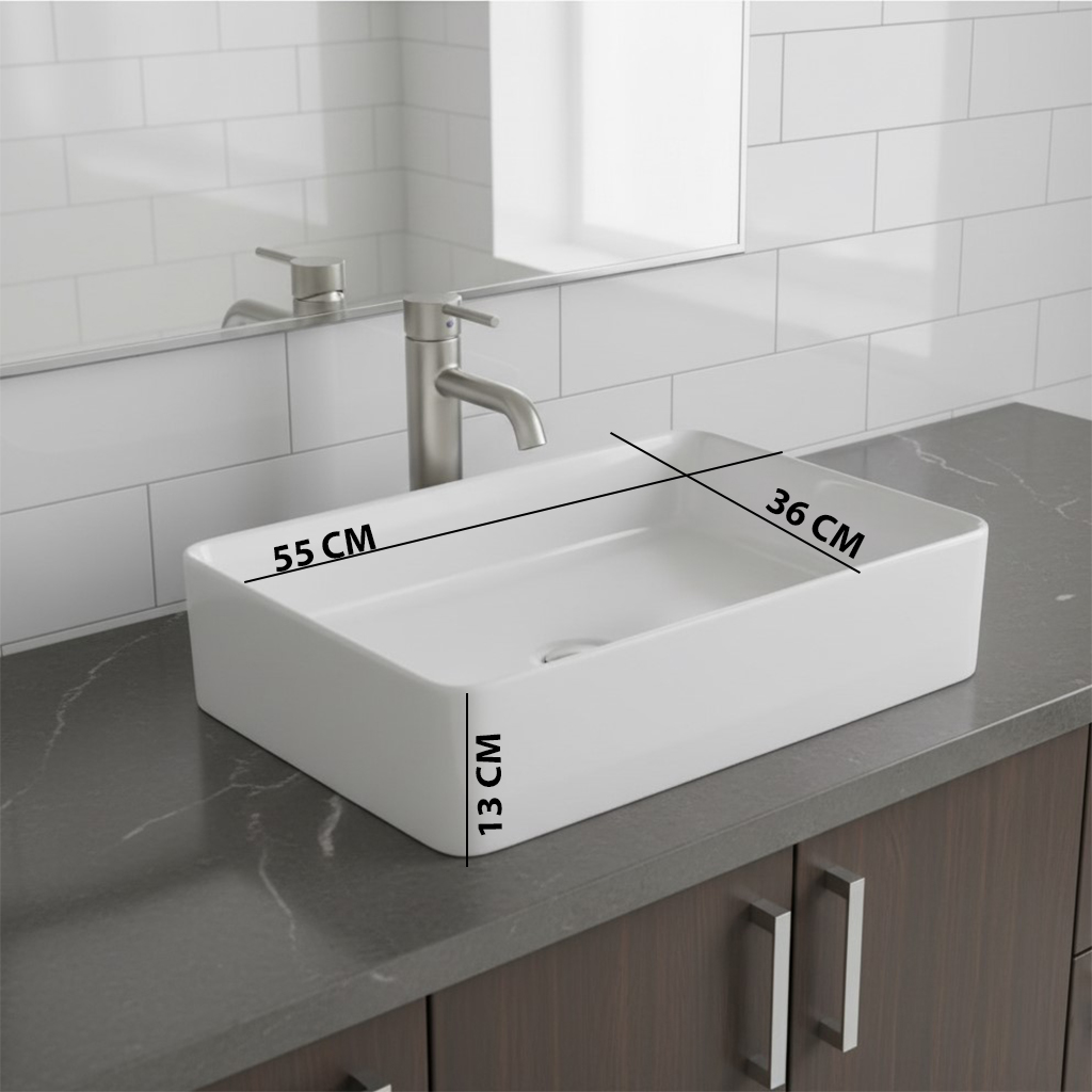 XYLOAN-2400 WHITE TABLE TOP BASIN GLOSSY (22"X14") - Image 3