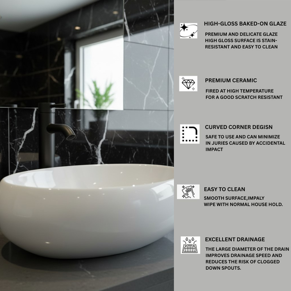 XYLOAN-2500 WHITE TABLE TOP BASIN GLOSSY (24"X16") - Image 4