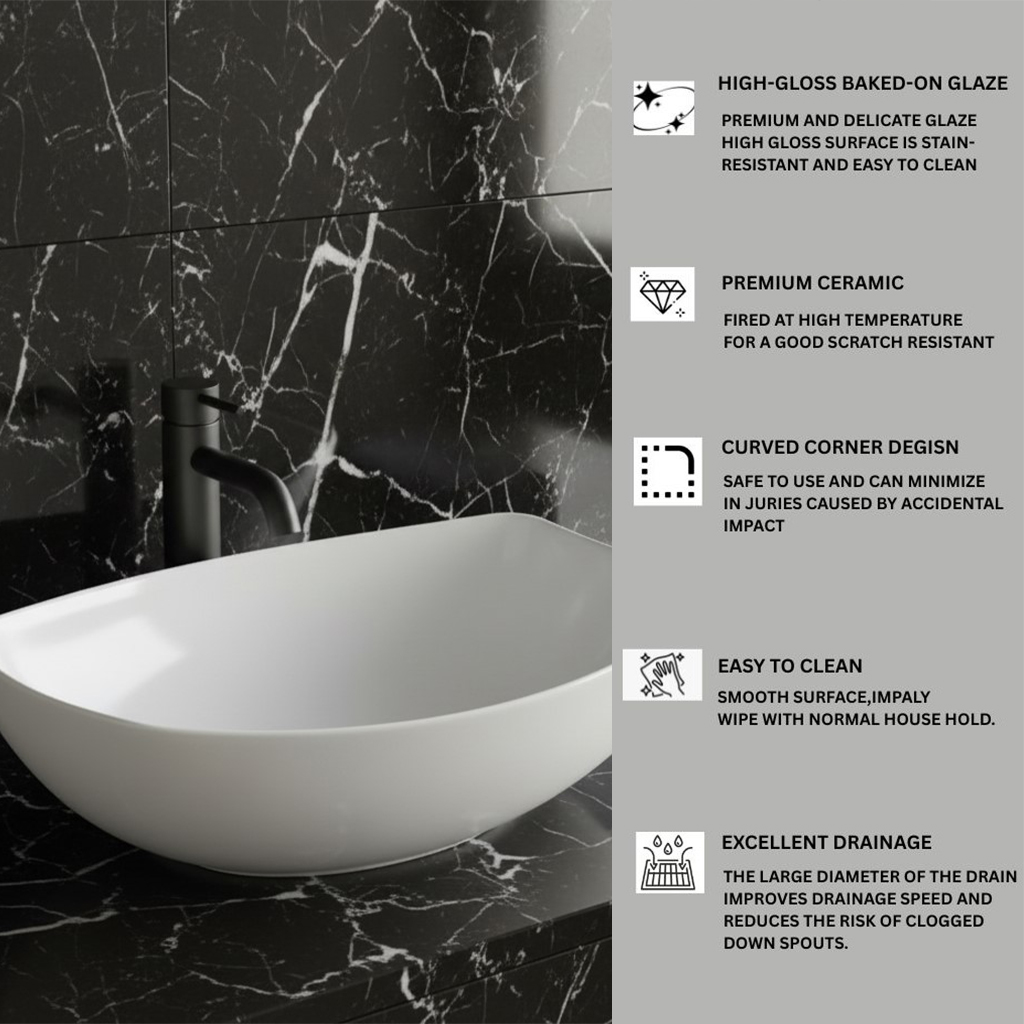 XYLOAN-2600 WHITE TABLE TOP BASIN GLOSSY (22"X15") - Image 4