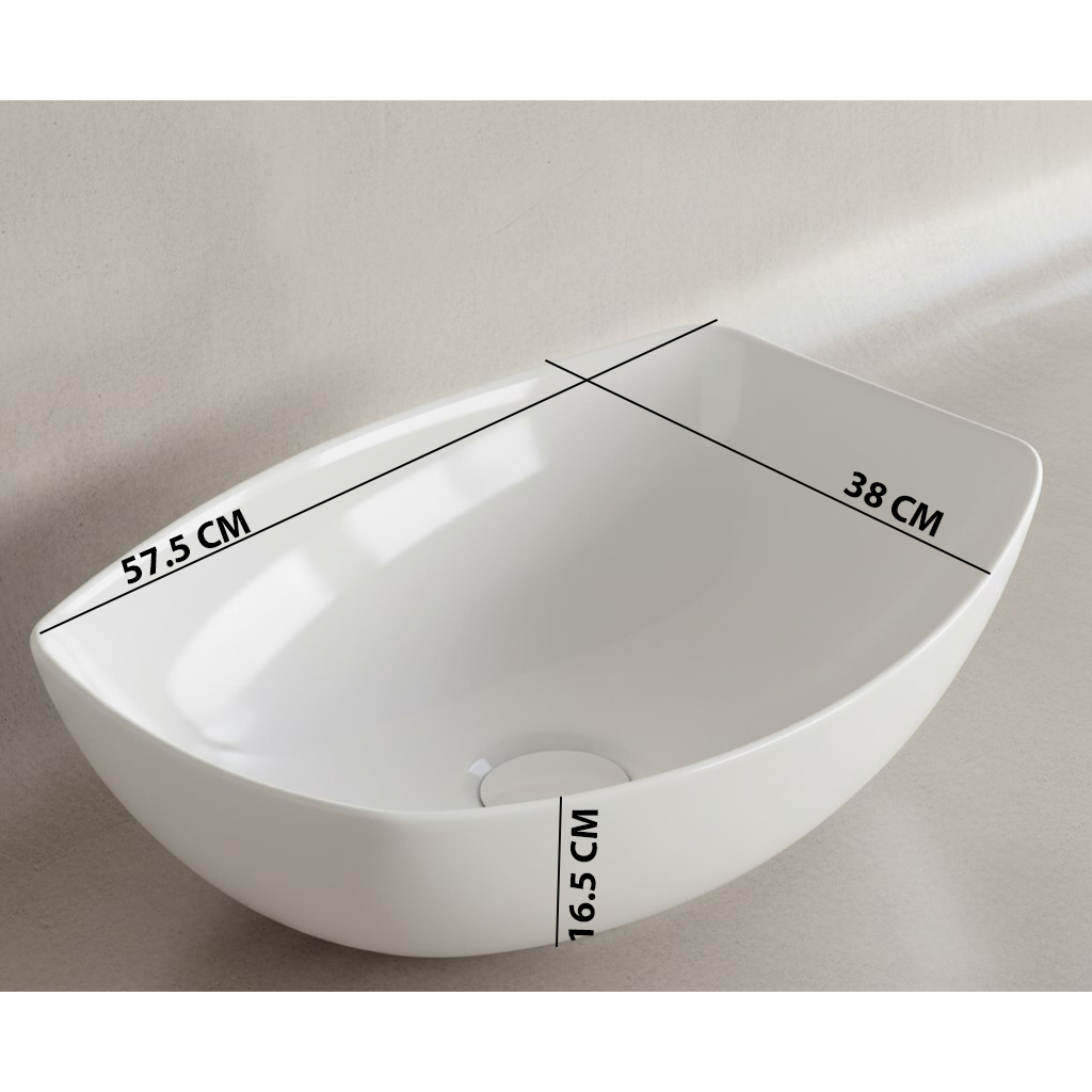 XYLOAN-2600 WHITE TABLE TOP BASIN GLOSSY (22"X15") - Image 3