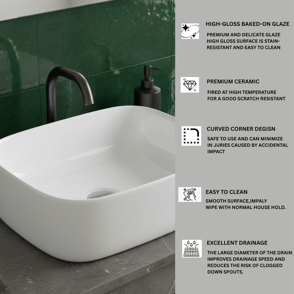 XYLOAN-300 WHITE TABLE TOP BASIN GLOSSY - Image 4