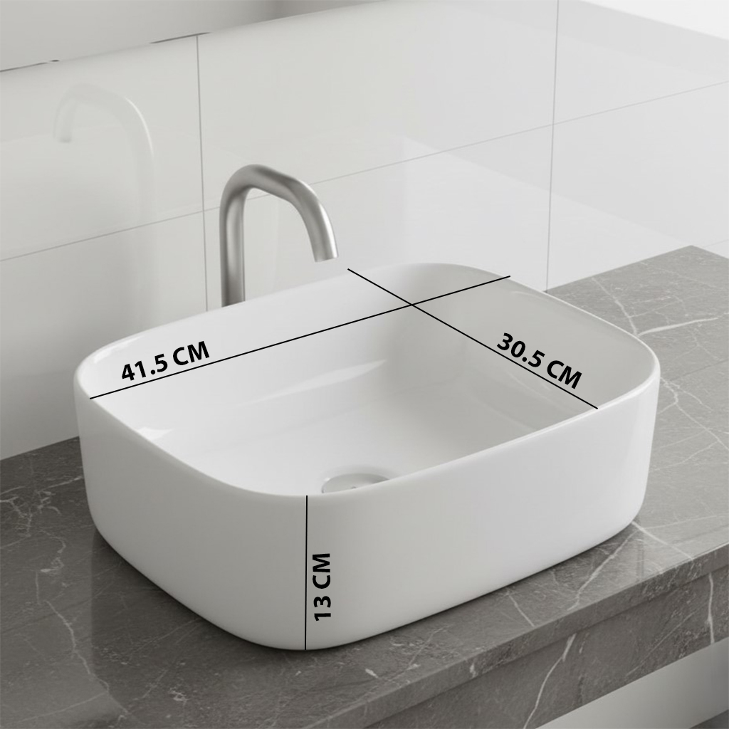 XYLOAN-300 WHITE TABLE TOP BASIN GLOSSY - Image 3