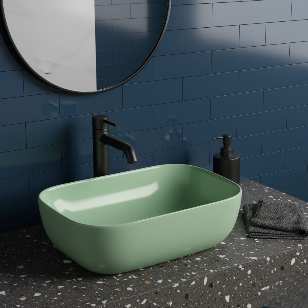 XYLOAN-4 D.GREEN MATT BASIN (18"X12") - Image 2