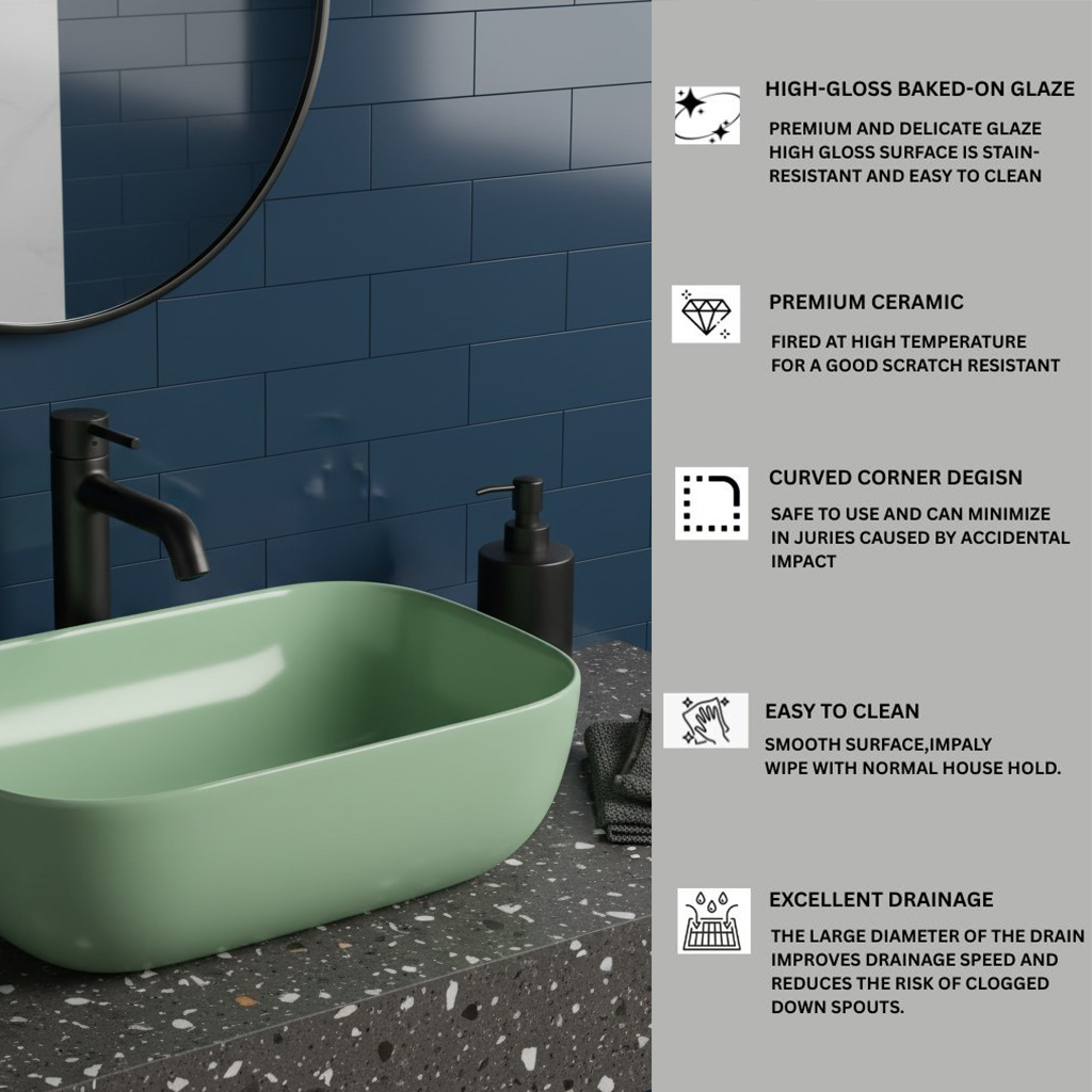 XYLOAN-4 D.GREEN MATT BASIN (18"X12") - Image 4
