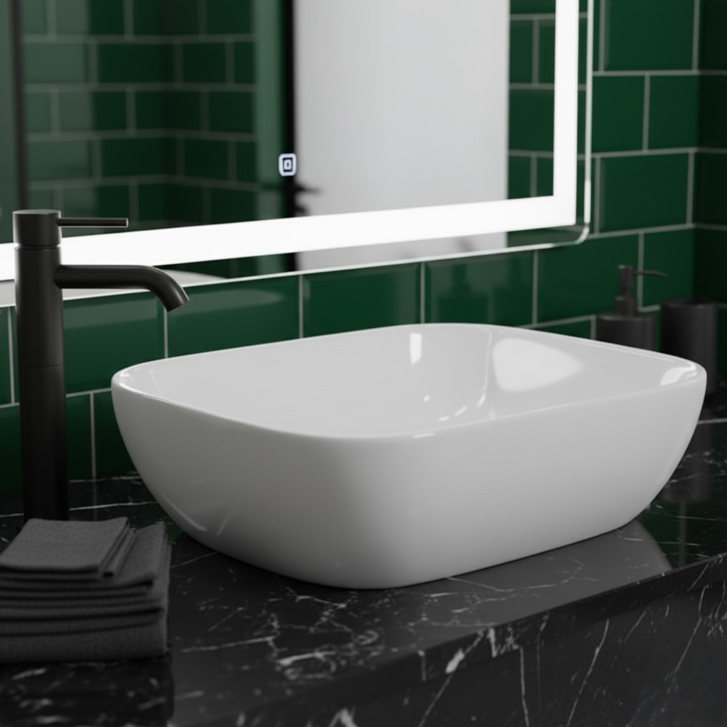 XYLOAN-400 WHITE TABLE TOP BASIN GLOSSY - Image 2