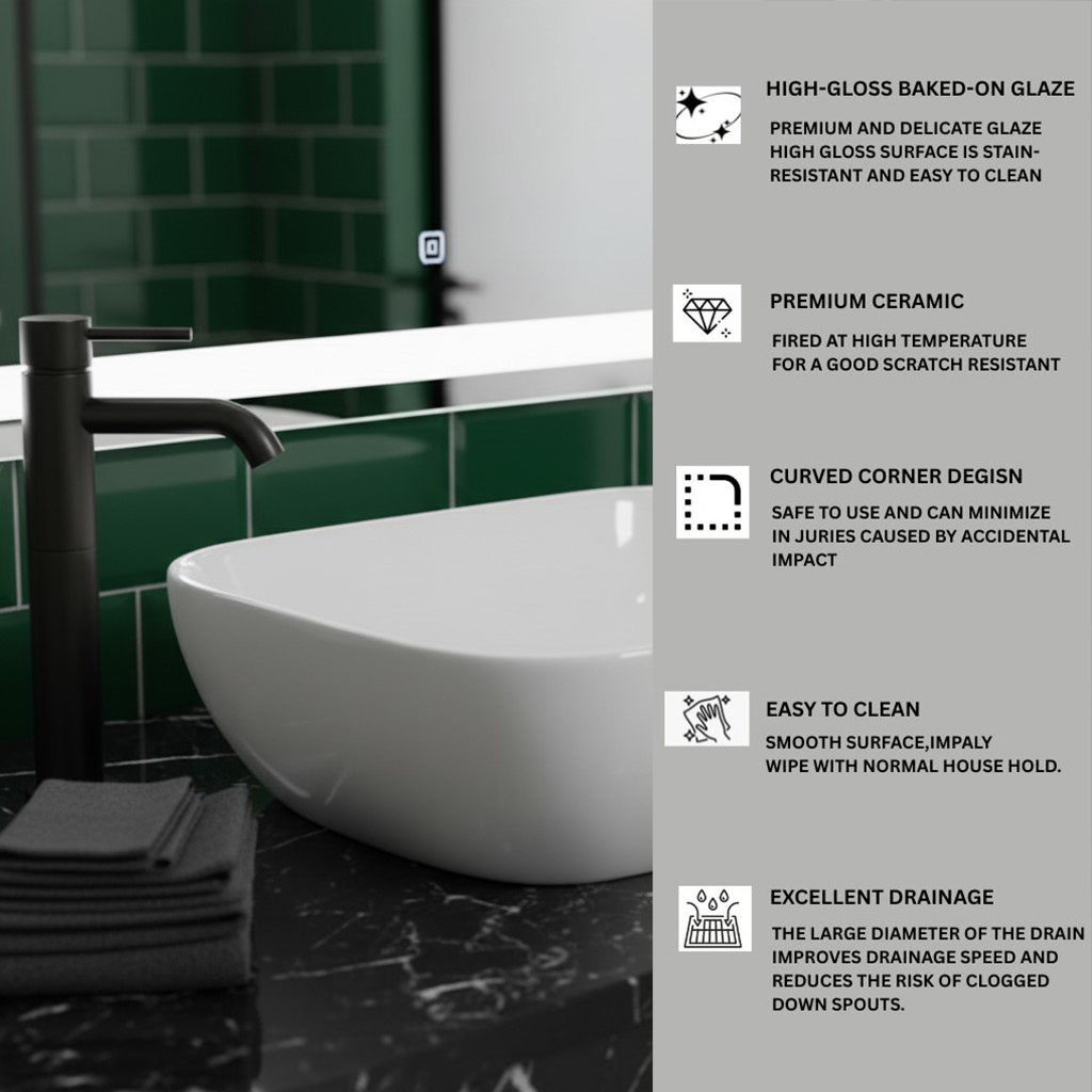 XYLOAN-400 WHITE TABLE TOP BASIN GLOSSY - Image 4