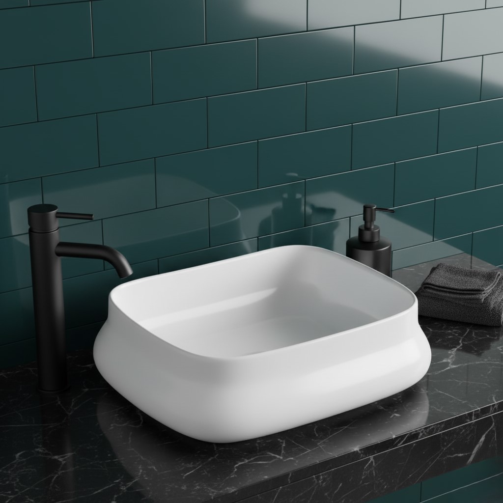XYLOAN-500 WHITE TABLE TOP BASIN GLOSSY - Image 2
