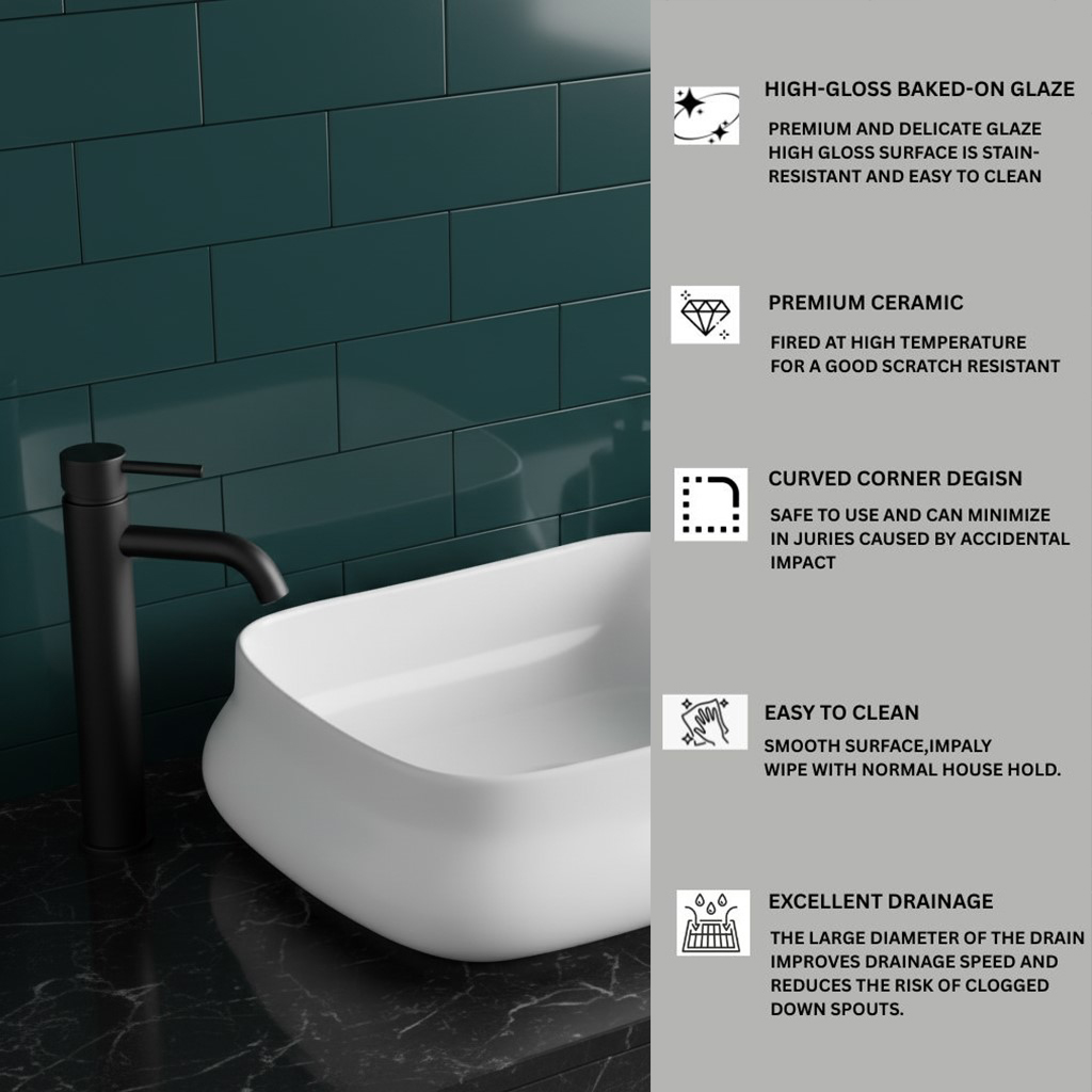 XYLOAN-500 WHITE TABLE TOP BASIN GLOSSY - Image 5