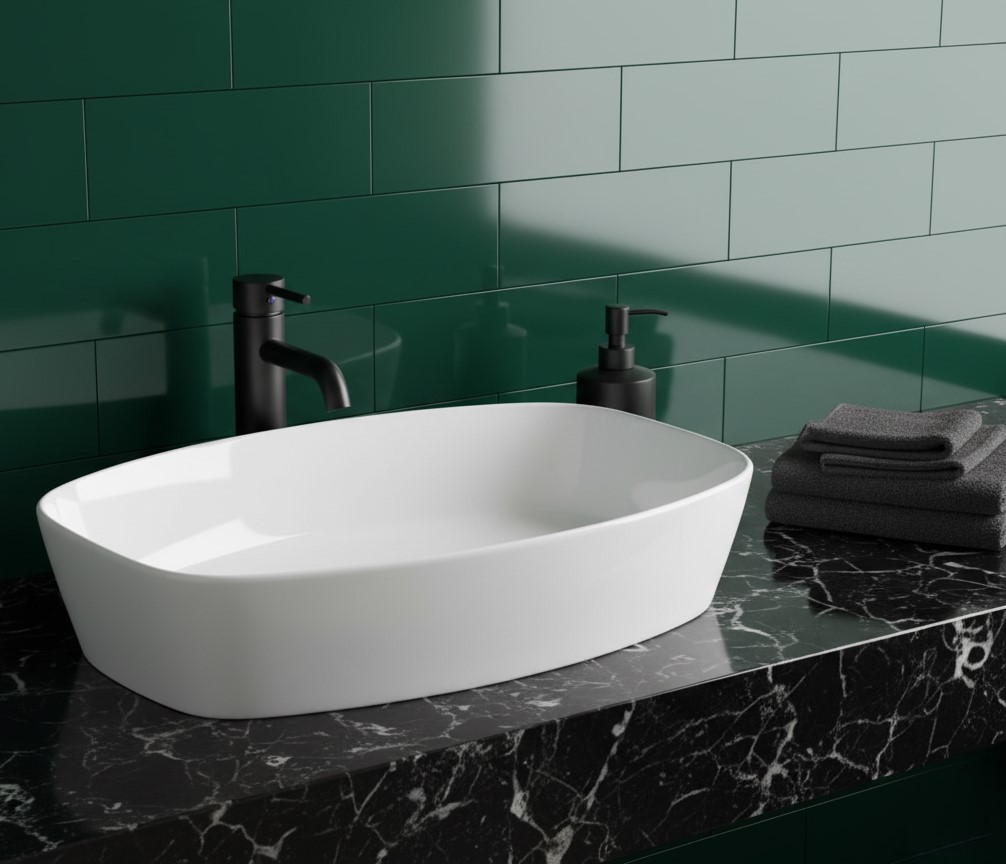XYLOAN-600 WHITE TABLE TOP BASIN GLOSSY - Image 2