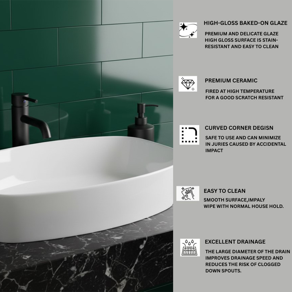 XYLOAN-600 WHITE TABLE TOP BASIN GLOSSY - Image 4
